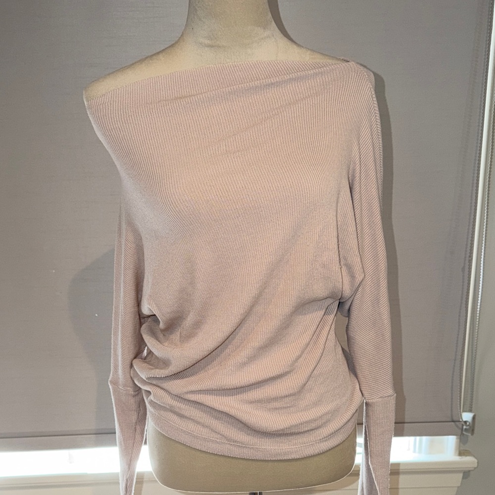 Enza Costa Off-the-Shoulder Ribbed Sweater - cream color